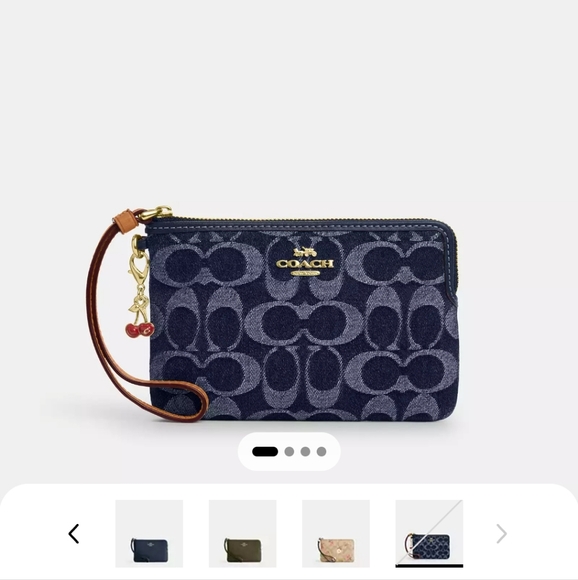 *NEW* CORNER ZIP COACH WRISTLET 🍒DENIM CHERRY🍒 COLLECTION - Picture 3 of 10